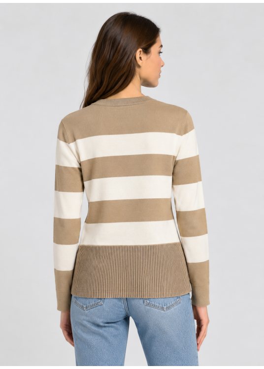 Pull rayé à col rond pour femme Lois Jeans avec fente à l'ourlet · finition moderne