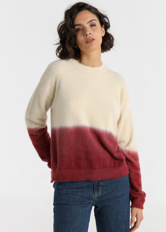 Pull Lois Jeans pour femme, col rond, finition dégradée · idéal pour le bureau et les loisirs | Brun