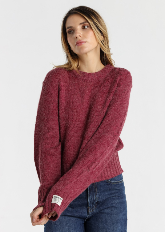 Pull Lois Jeans pour femme, col rond, orné de cœurs brodés · style décontracté | Gris