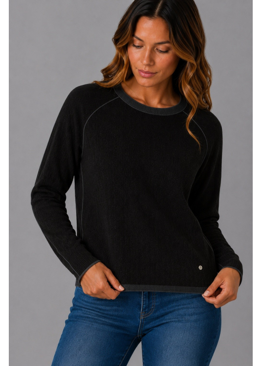 Pull Lois Jeans pour femme, col rond, manches kimono et bordure en fourrure · idéal au quotidien