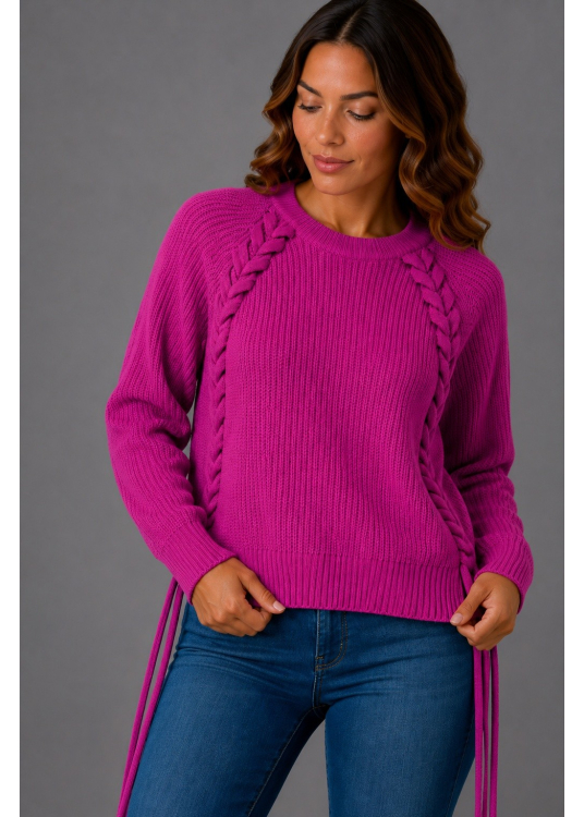 Pull Lois Jeans pour femme à col rond avec détail tressé · Collection actuelle | Brun