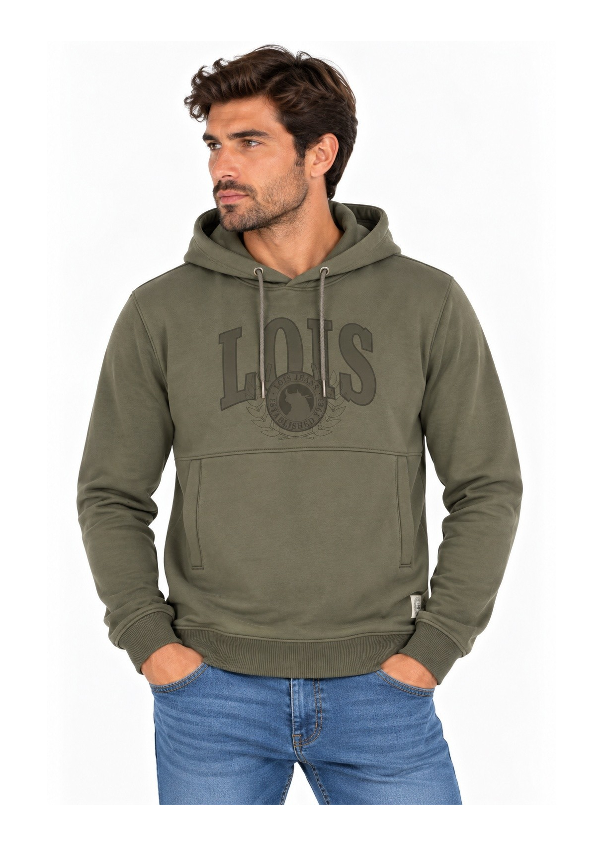 Sweat à capuche pour homme Lois Jeans avec application Lois · idéal pour le bureau et les loisirs
