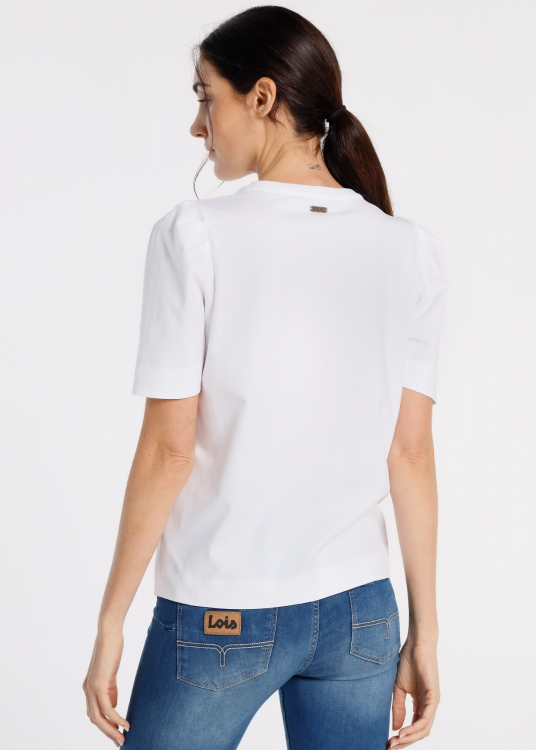 T-shirt Manche Volumineuse Pliegue | Blanc