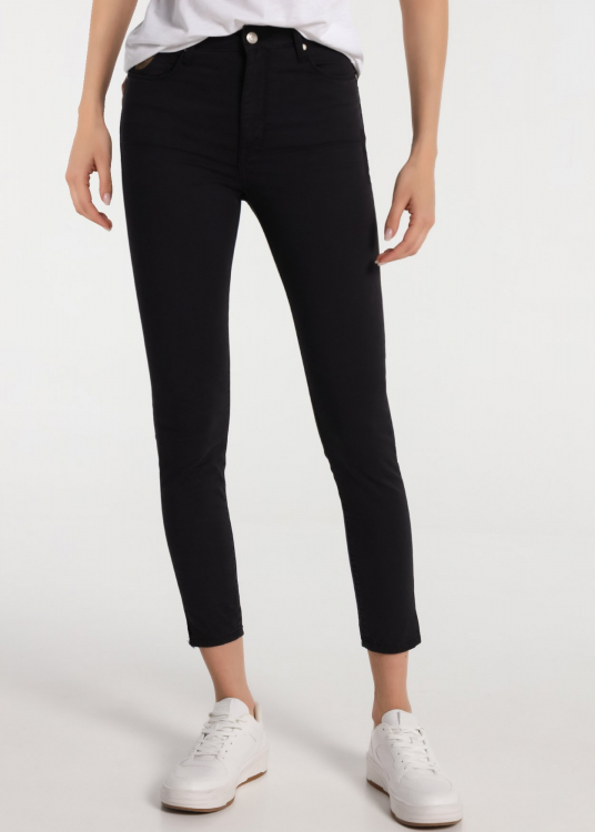 Pantalon Twill Couleur  High Waist - Skinny Fit | Noir