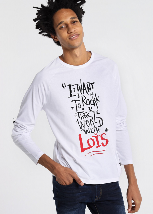 T-shirt graphique à manches longues Rangla Lois & Roll | Blanc