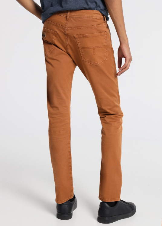 Pantalon Twill Couleur Straight Fit  | Brun