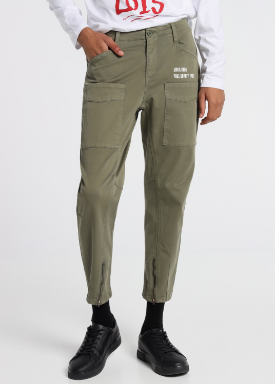 Pantalon Couleur Multipockets Zipper Fall Supply | Vert