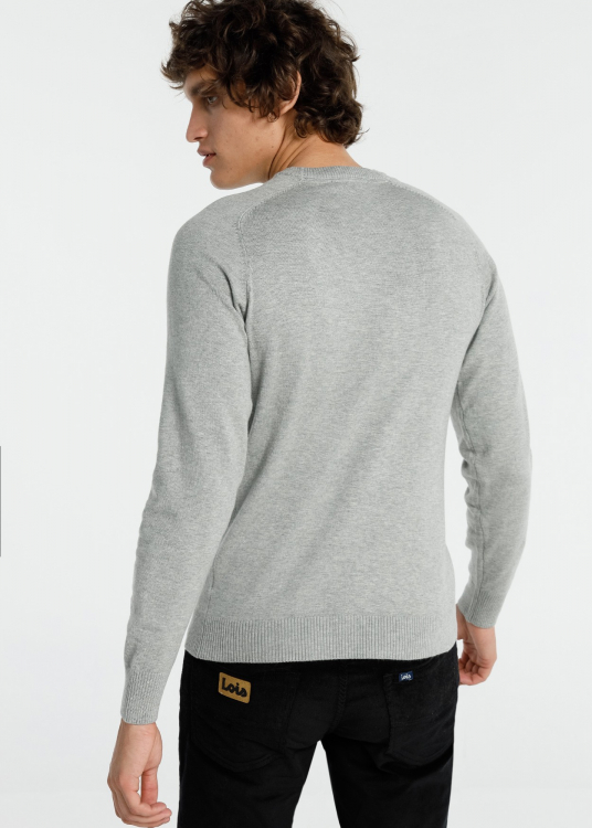 Pull Basic Col Rond | Blanc gris