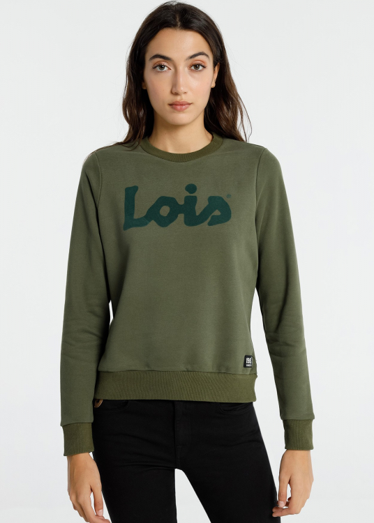 Sweatshirt Logo Flock | Col Rond | Vert