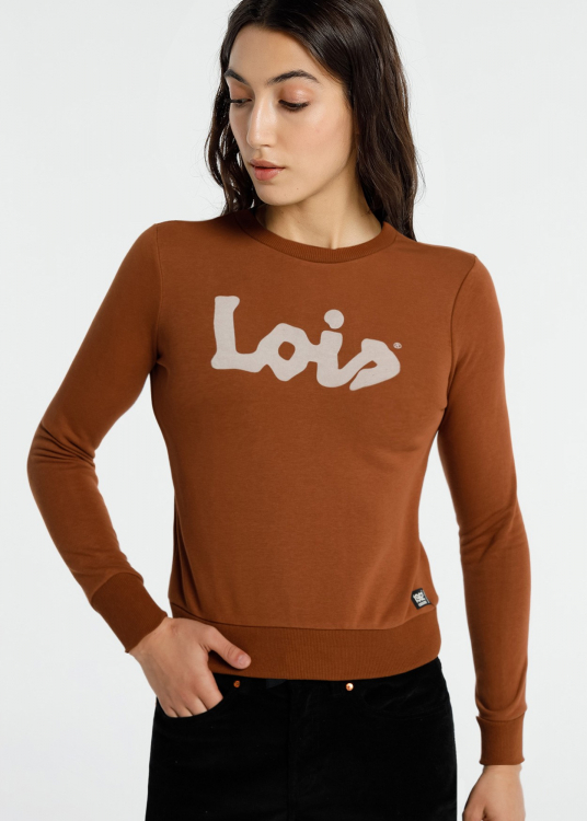 Sweatshirt Logo Flock | Col Rond | Brun