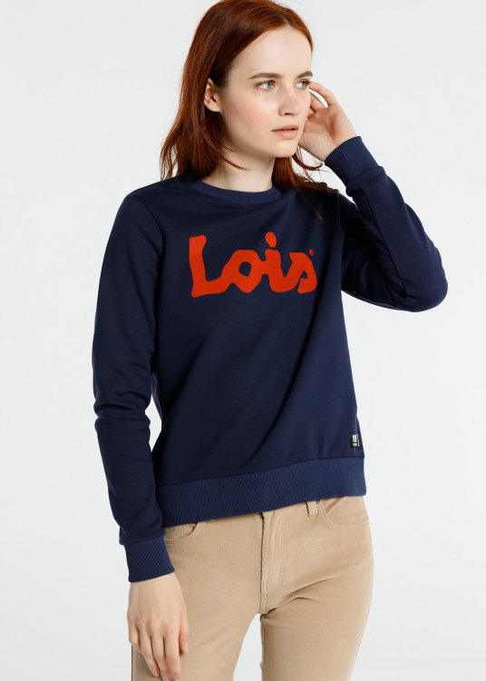 Sweatshirt Logo Flock | Col Rond | Bleu