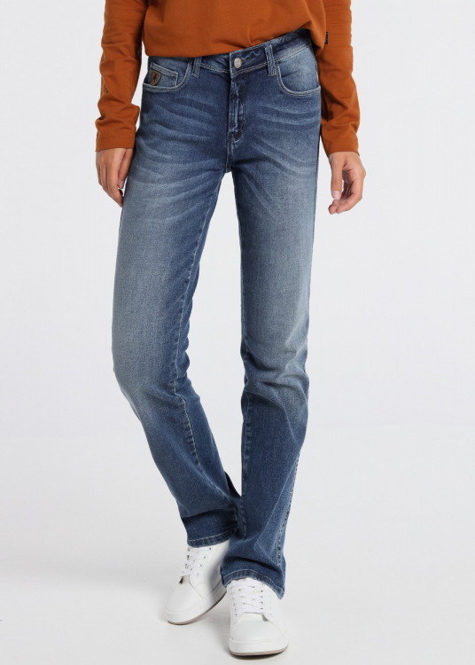 Denim Droit de Taille Moyenne Haute | Jeans