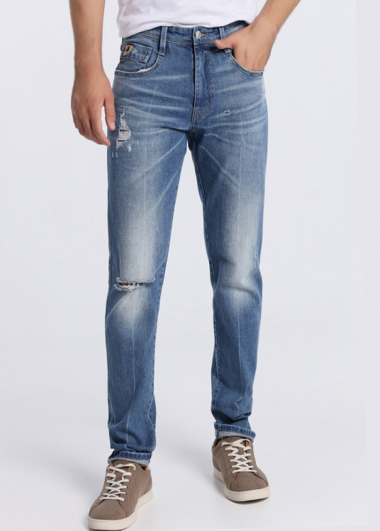 Jeans | Boîte moyenne - Coupe ajustée | Bleu