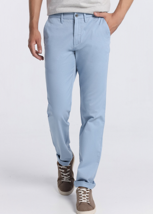 Pantalon Chino Couleur Satin Spandex | Bleu clair
