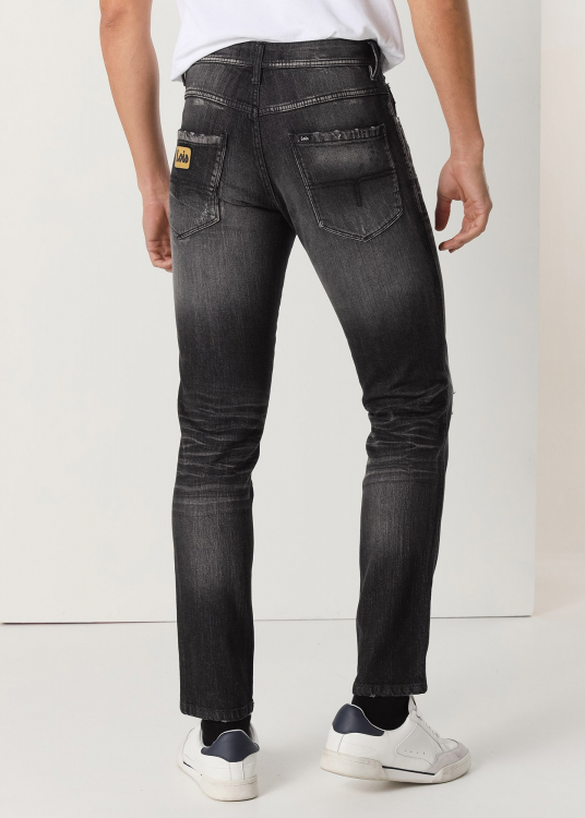 Jeans Slim Fit  - Taille moyenne  Endomagé | Taille en pouces | Bleu