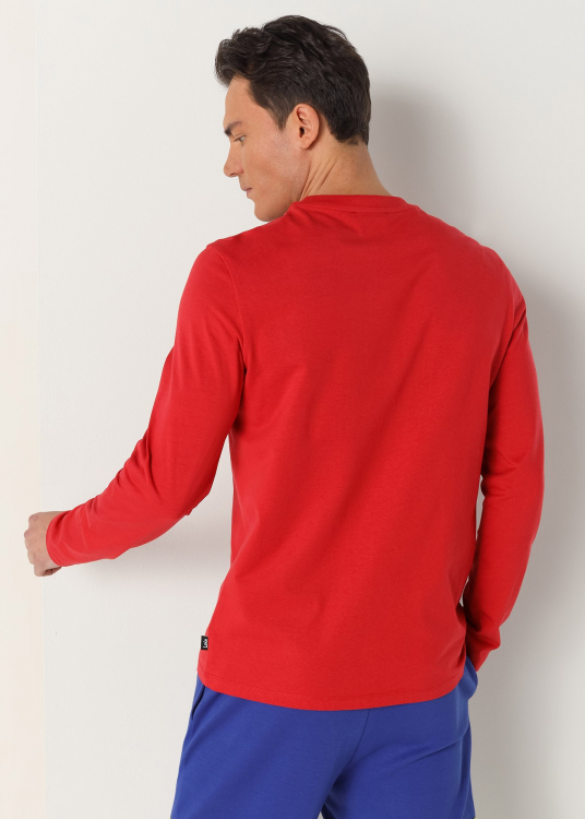 T shirt manche longue avec poche | Rouge
