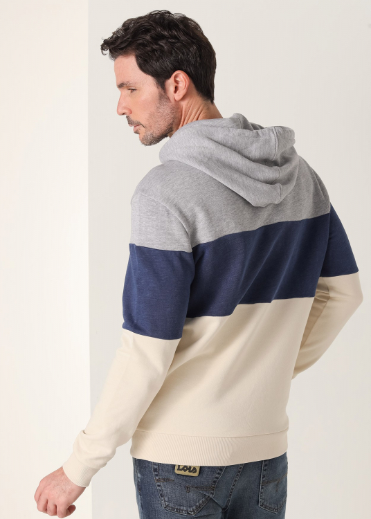 Sweat-shirt à capuche 'Color Block'  poche Kangourou | Blanc