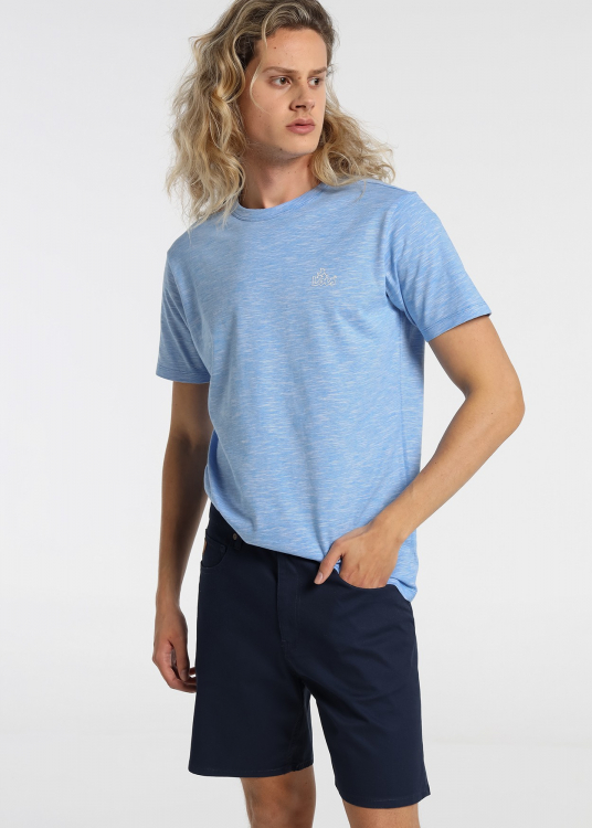 T-shirt Pin Stripe Logo Manches Courtes | Bleu