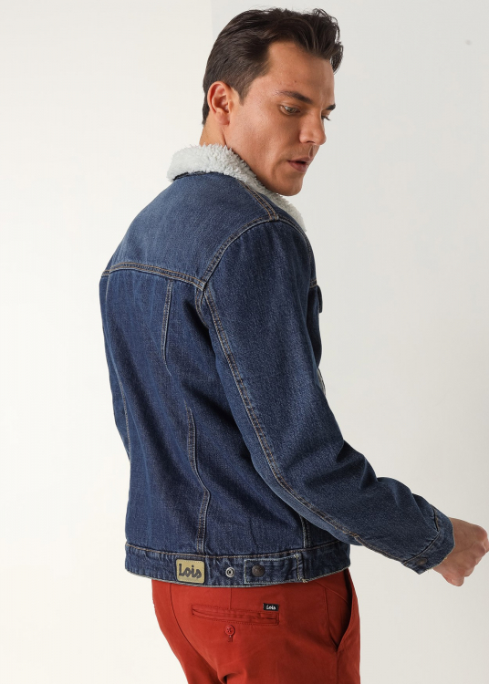 Jacket Jean avec doublure de Peau lainé | Bleu