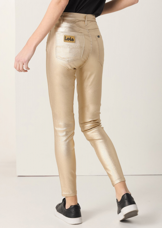 Pantalon de  cuolor Skinny ankle-Taille Moyenne Métalisé | Taille en pouces | Doré