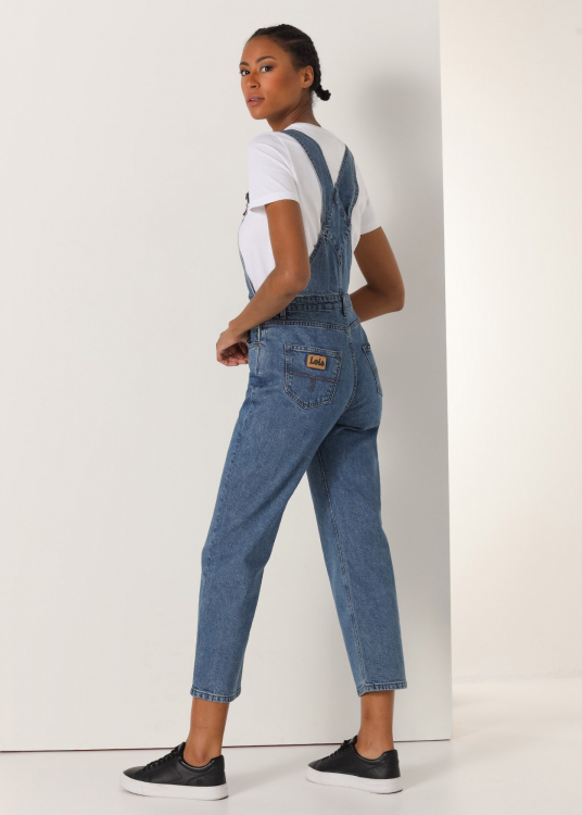Salopette Jeans Mom Fit Crop | Taille en pouces | Bleu