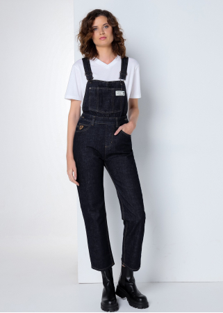 Salopette Jeans Mom Fit Crop | Taille en pouces | Blanc