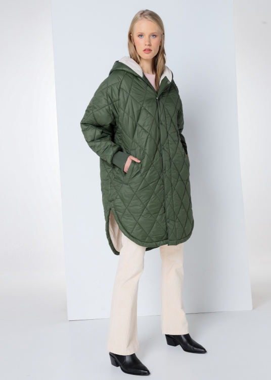 Manteau matelassé avec capuche | Vert
