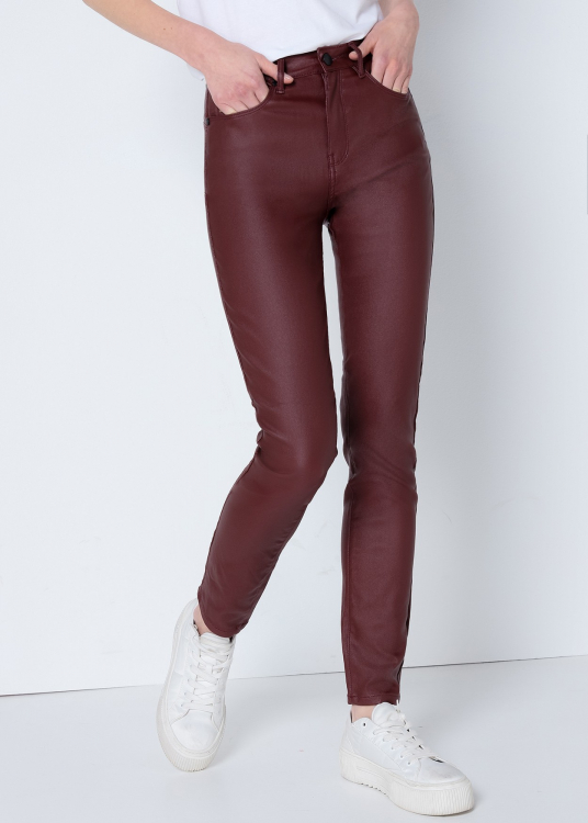 Jean couleur Push up Skinny Fit - Taille Basse | Taille en pouces | Bordeaux