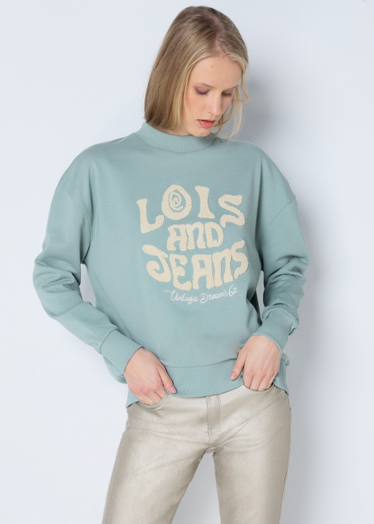 Sweat-shirt Col rond Chenille Appliqué Lois & Jeans | Vert