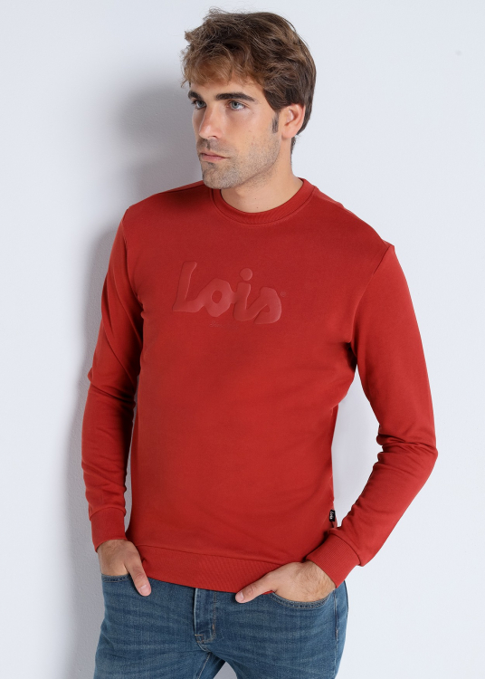 Sweat-shirt Basique Col Rond  LOIS Logo Puff Print | Bordeaux