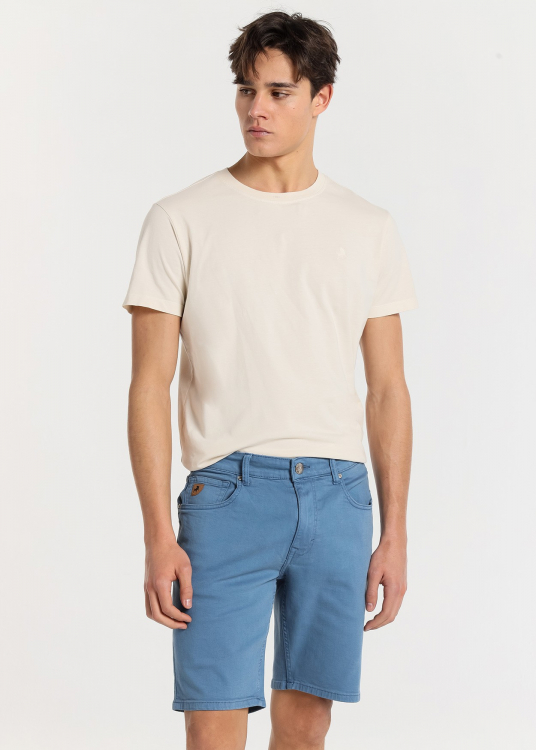 Bermuda 5 poches Coupe Slim - Taille Moyenne  |Tailles en pouces | Bleu