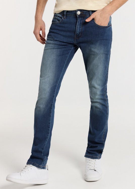 Jeans Coupe Régulière - Taille Moyenne cinq poches |Tailles en pouces | Bleu