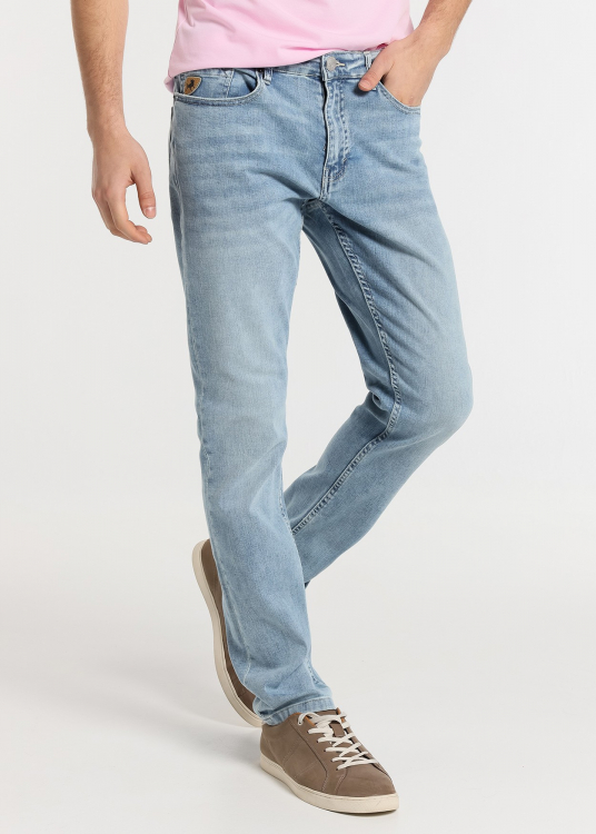 Jeans Coupe Slim - Taille Moyenne tissu towel denim  |Tailles en pouces | Bleu