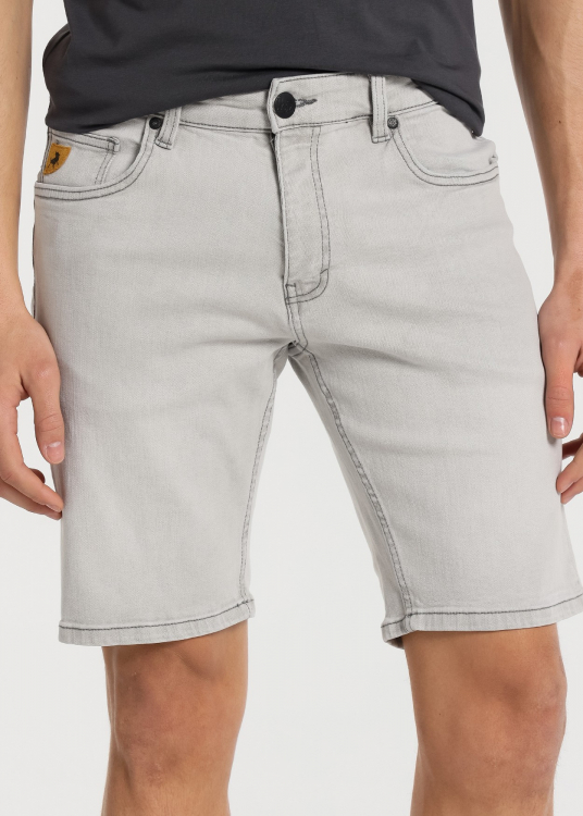 Bermuda Jean Coupe Slim - Taille Moyenne lavage gris acid  |Tailles en pouces
