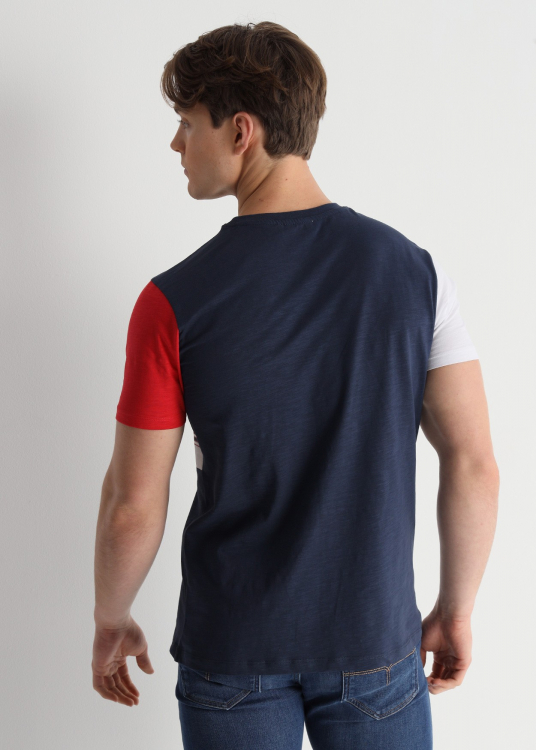 T-Shirt manche courte contrast  Graphique Vintage | Bleu foncé