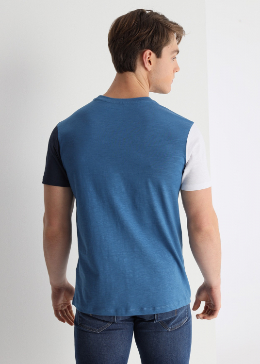 T-Shirt manche courte contrast  Graphique Vintage | Bleu
