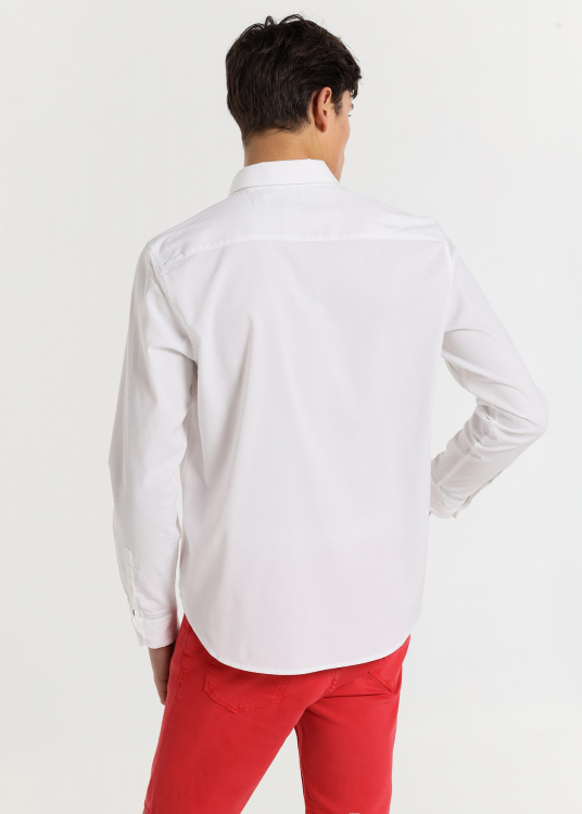 Chemise polo manches longues | Blanc