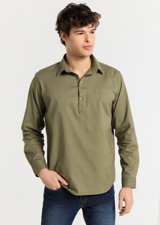 Chemise polo manches longues | Vert