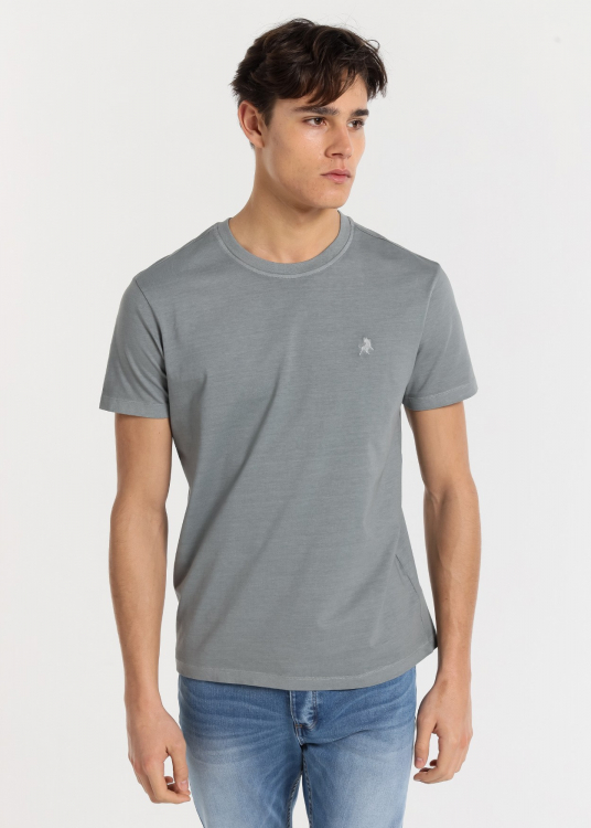 T-Shirt basique manche courte tissu overdye | Gris