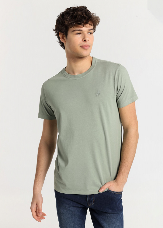 T-Shirt basique manche courte tissu overdye | Vert