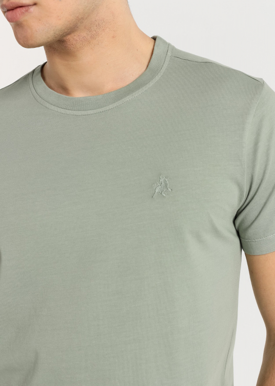 T-Shirt basique manche courte tissu overdye | Vert