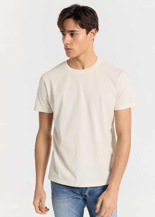 T-Shirt basique manche courte tissu overdye | Beige