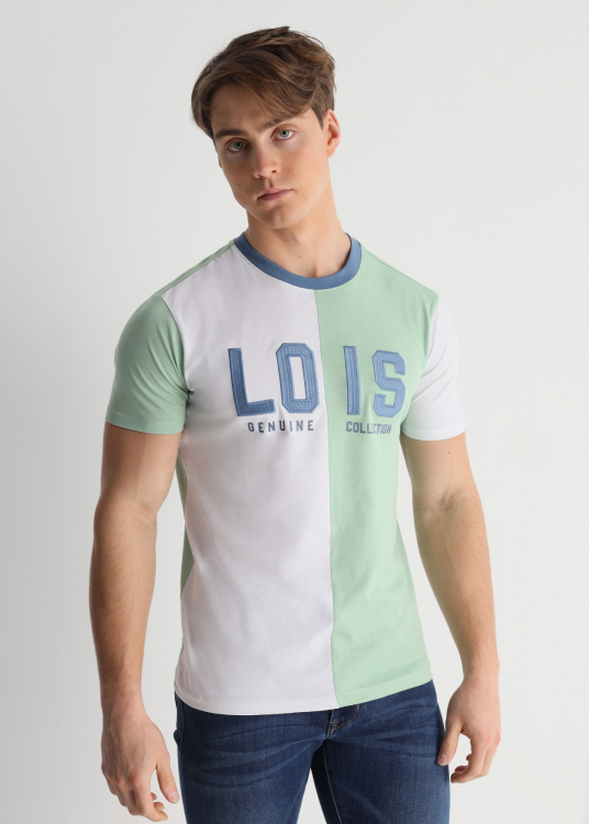 T-Shirt color-block manche courte bicouleur | Vert