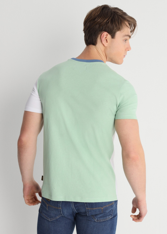 T-Shirt color-block manche courte bicouleur