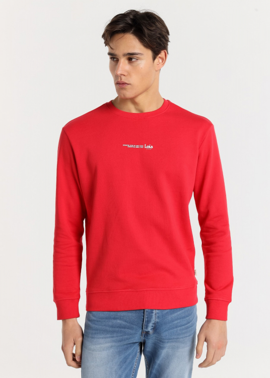 Sweat-shirt basique Col rond text imprimé devant | Rouge