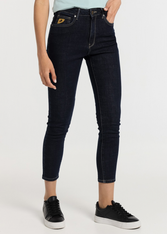 Jeans Coupe Taille haute skinny ankle  Medium rise - Brut |Tailles en pouces | Noir