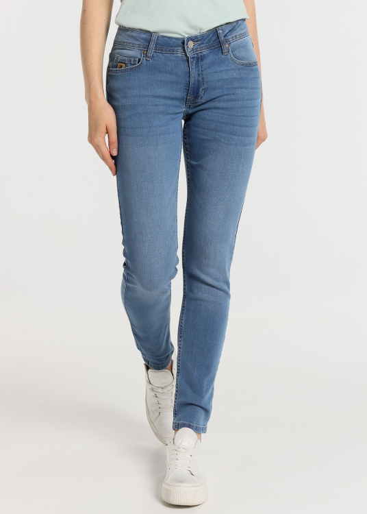 Jeans Coupe Slim - Taille basse towel denim |Tailles en pouces | Bleu