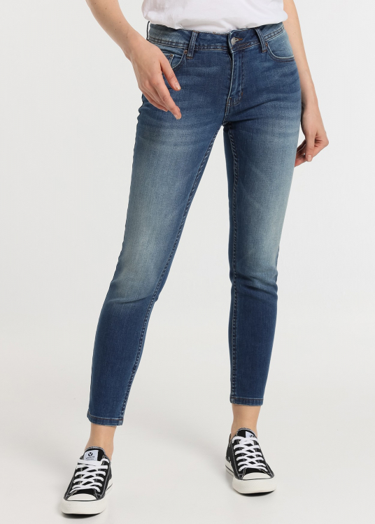 Jeans Coupe skinny ankle - Taille basse |Tailles en pouces | Bleu