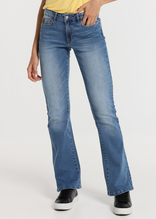 Jeans Coupe évasé - Taille basse  |Tailles en pouces | Bleu