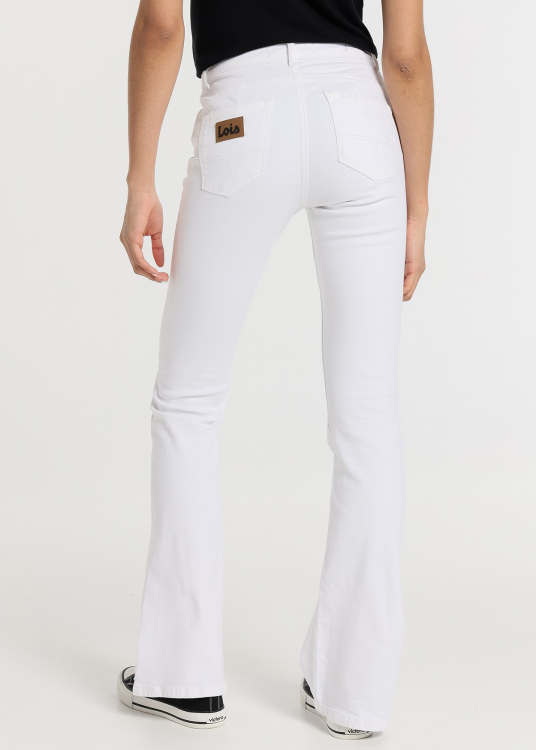 Pantalon Coloré  push up évasé - Taille Moyenne 5 poches  |Tailles en pouces | Blanc